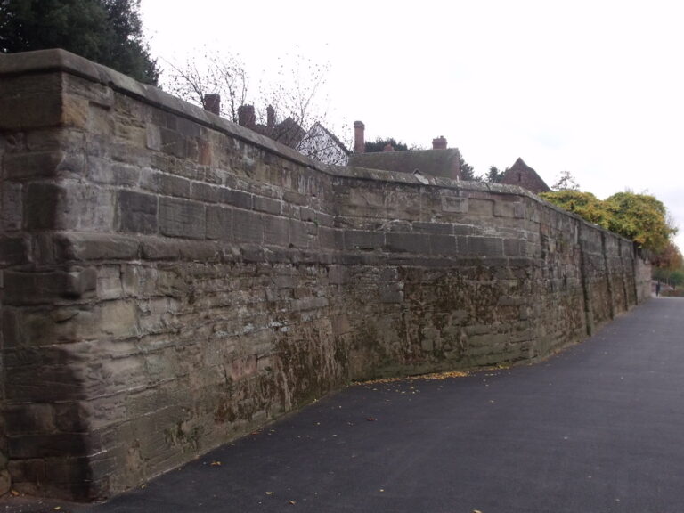 Brick boundary wall under construction