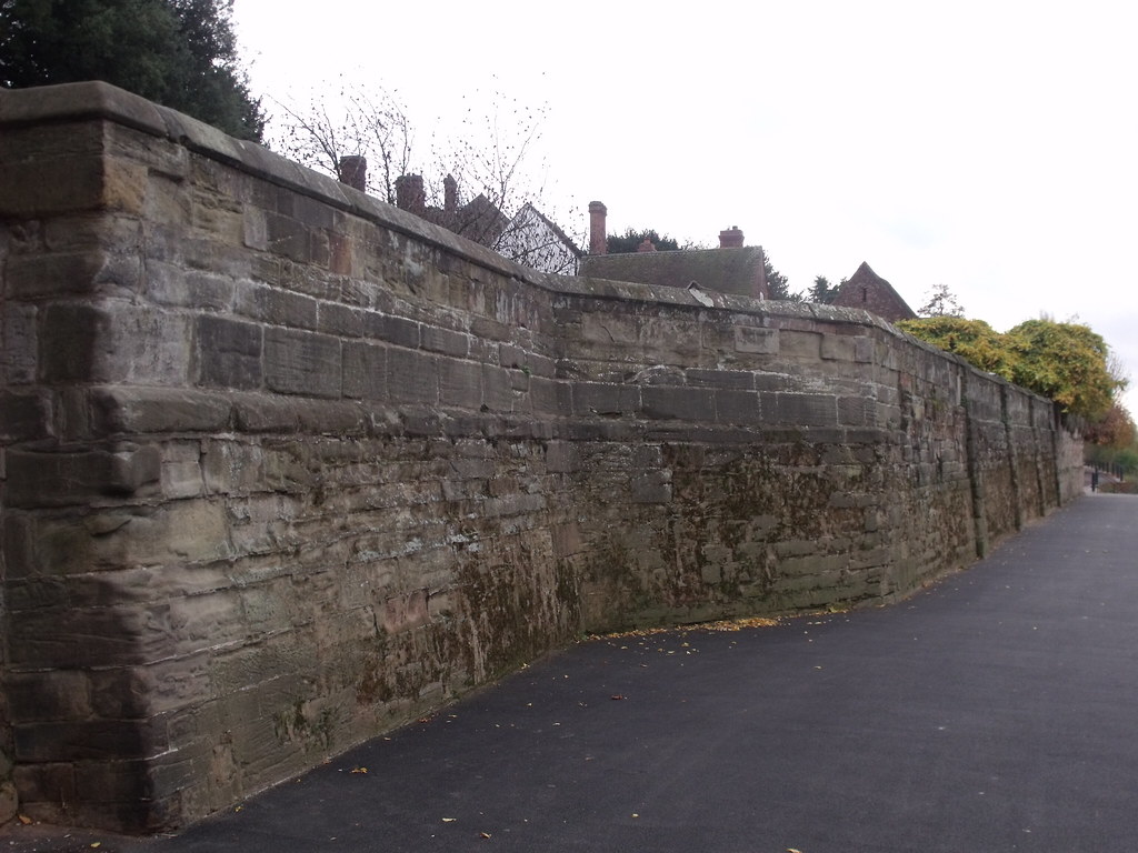 Brick boundary wall under construction